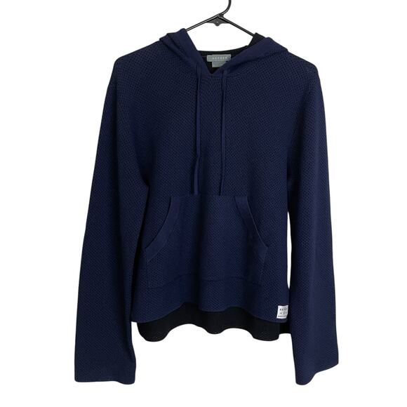 Aether Womens Baja Knit Hoodie Sweatshirt Blue Pullover Sweater Mesh - Picture 1 of 10